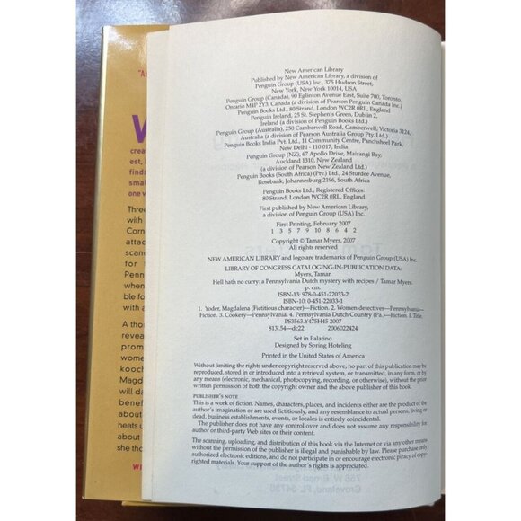 Hell Hath No Curry: A Pennsylvania Dutch Mystery 1st Print Hardcover Book - Picture 3 of 9